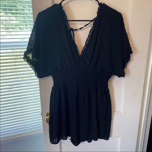 Black Vneck Cocktail Romper